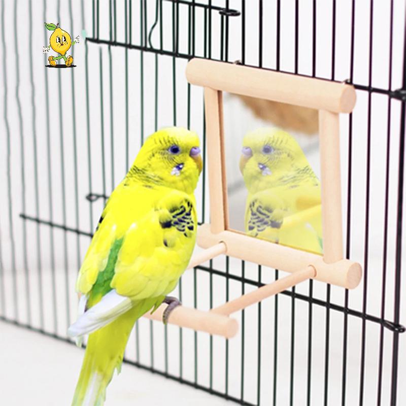 [mozh-t] กระจกนกพร้อม Perch Bird Perch Mirror ของเล่นขาตั้งนกของเล่น Coatiels Cage