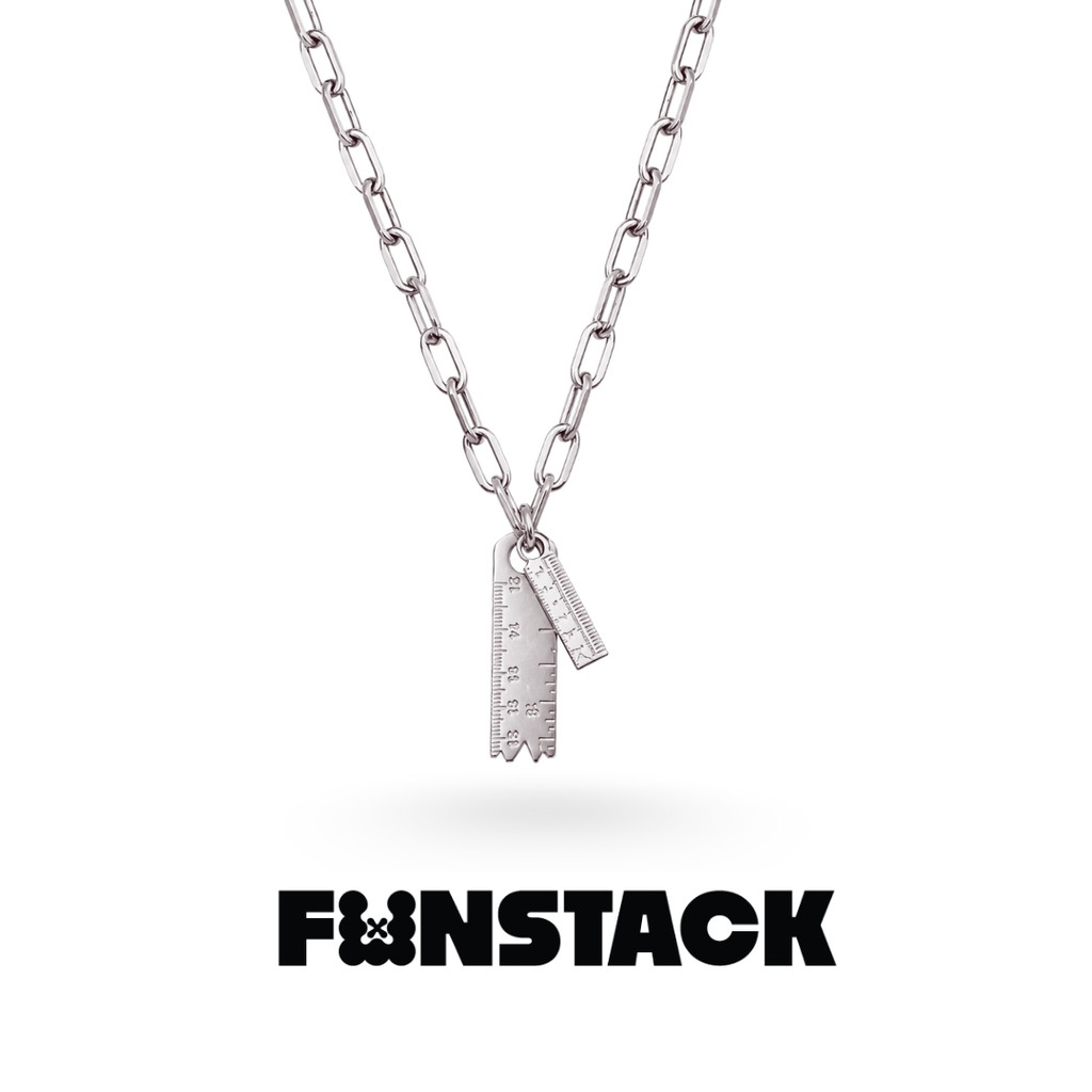 FUNSTACK สร้อยคอ Rule The World  Double Rulers Silver Stainless Steel