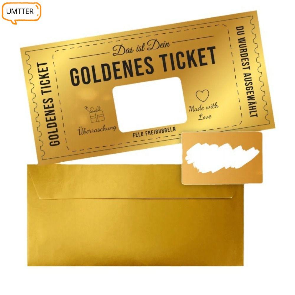UMTTER Golden Ticket Scratch Card, Raffle Gift Concert Ticket, Party Favor with Envelope Scratch Tic