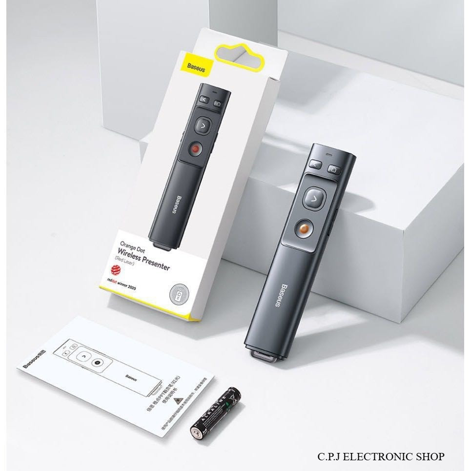 🔥Baseus รีโมทพรีเซนไร้สาย Type c + USB Wireless Remote Control Presentation Laser Pointer PPT #ของแท