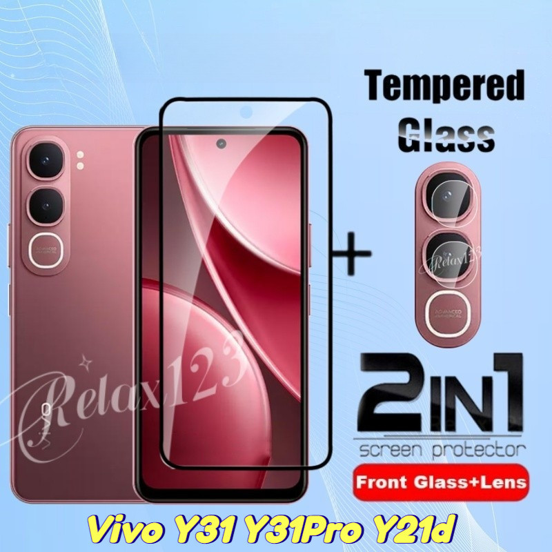 Vivo Y31 5G 2025 2IN1 Full Screen Protector กระจกนิรภัยสําหรับ VIVO Y31 Y31Pro Y21d Y 31 VivoY31Pro 