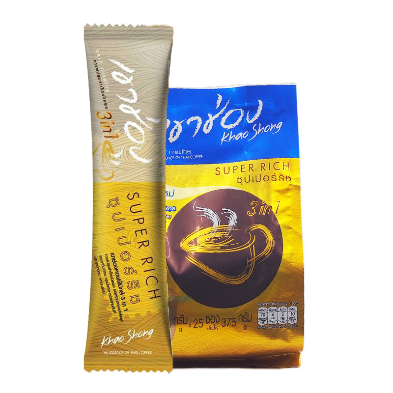 เขาช่อง กาแฟปรุงสำเร็จชนิดผง 3อิน1 ซุปเปอร์ริช 15 ก. 25 ซอง (KHAO SHONG Superrich Instant Coffee Pow