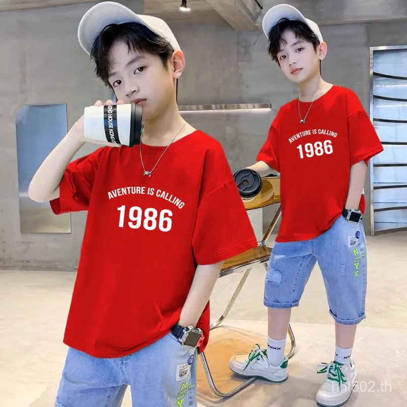 T เสื้อใหม่ BoysYear สาวหลวม 2-14 Top เสื้อยืดผู้หญิงShortBajuMurahMenLargeChildren OldBoy 100%ผ้าฝ้