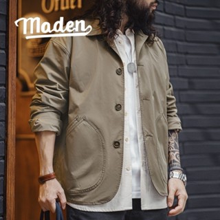 MADEN French Retro Workwear เสื้อแจ็คเก็ตผู้ชาย Slash Pocket…