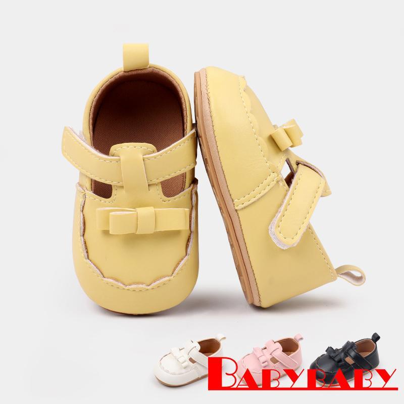 Bab-Baby Girls Princess Shoes Soft PU Leather Bow Non-slip Bottom First Walker Shoes