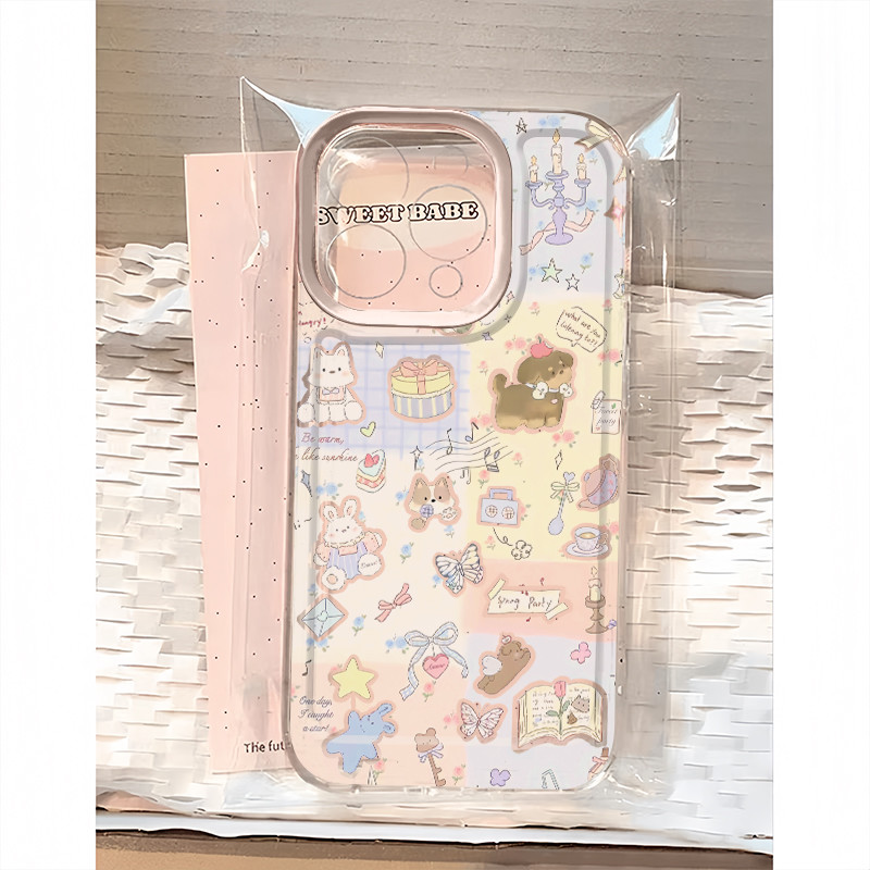 Hollow ขนมเค้กลูกสุนัขเหมาะสําหรับ Apple 16promax เคสโทรศัพท์ iPhone14pro Huawei mate70 Glory 300 โป