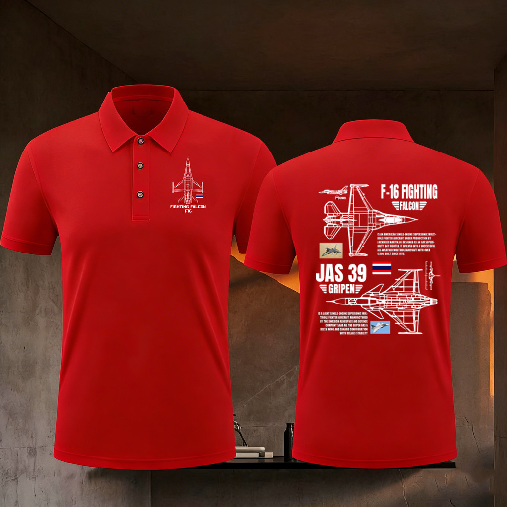 【polo】 เสื้อโปโล ไทยนี้รักสงบ F-16 printed ผ้าCotton มีสองสี ทั้งทรงปกติแล polo shirt ผ้า ใส่ได้ ทั้