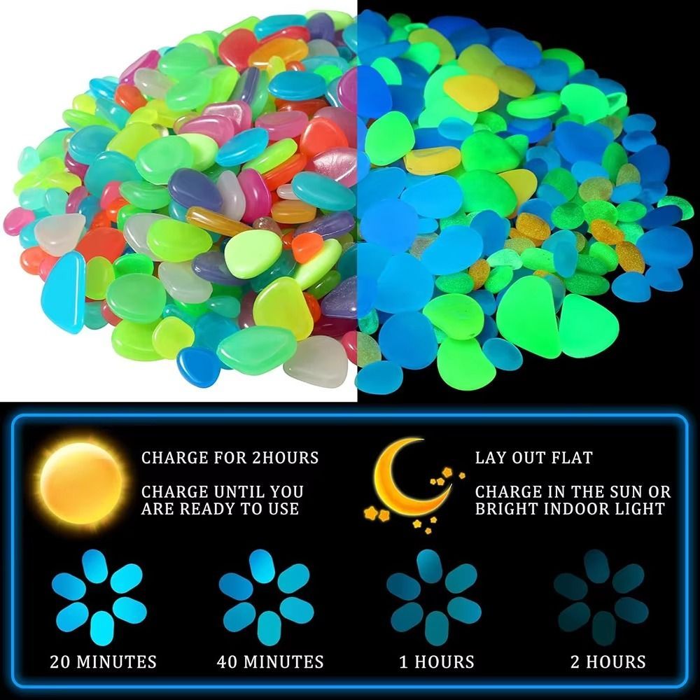 DANESTZ 600 ชิ้นเรืองแสงใน Dark Pebble, มินิเรซิ่นตู้ปลาหินเรืองแสง, ติดทนนานที่มีสีสัน 1 ซม. ผลเรืองแสงหินตกแต่งตู้ปลาตกแต่งบ้าน ราคา ถูกที่สุด ดีลบีเคเค แกลเลอรีภาพที่ 2