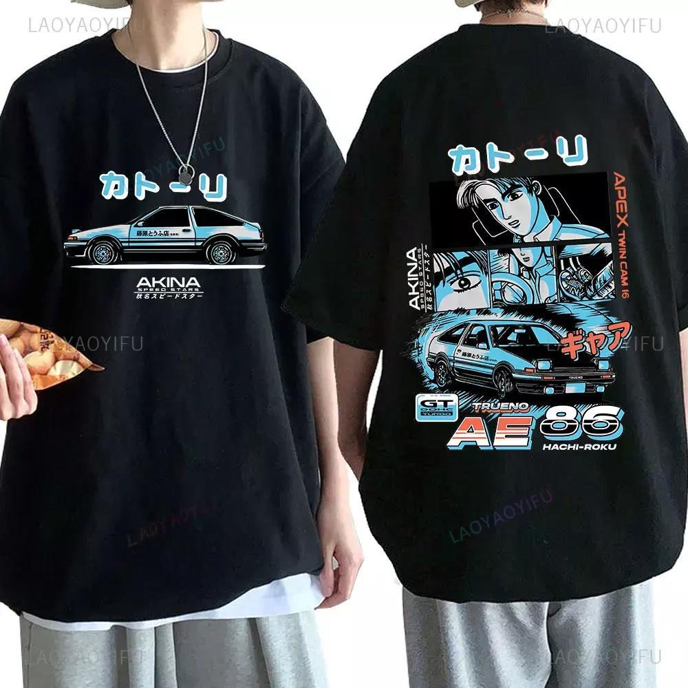 เวอร์ชั่นเกาหลี 2026Anime Drift AE86 Initial D เสื้อยืดสองด้านผ้าฝ้าย ShortCOD NGZK