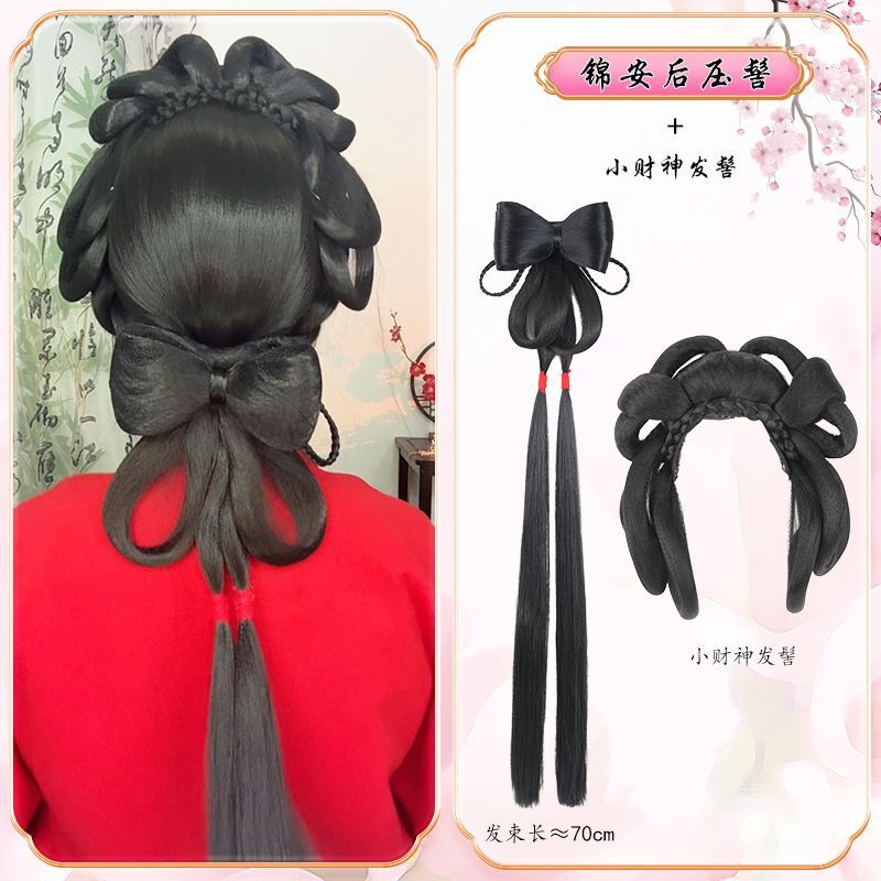 Hanfu Headdress เครื่องแต่งกายโบราณวิกผม Made in Tang Fengming อ่อนโยน All-Match ด้านหลังหัวหางเพลงเล็กน้อย Made กลับความดัน Recovery วิกผม Bun - รูปที่ 6
