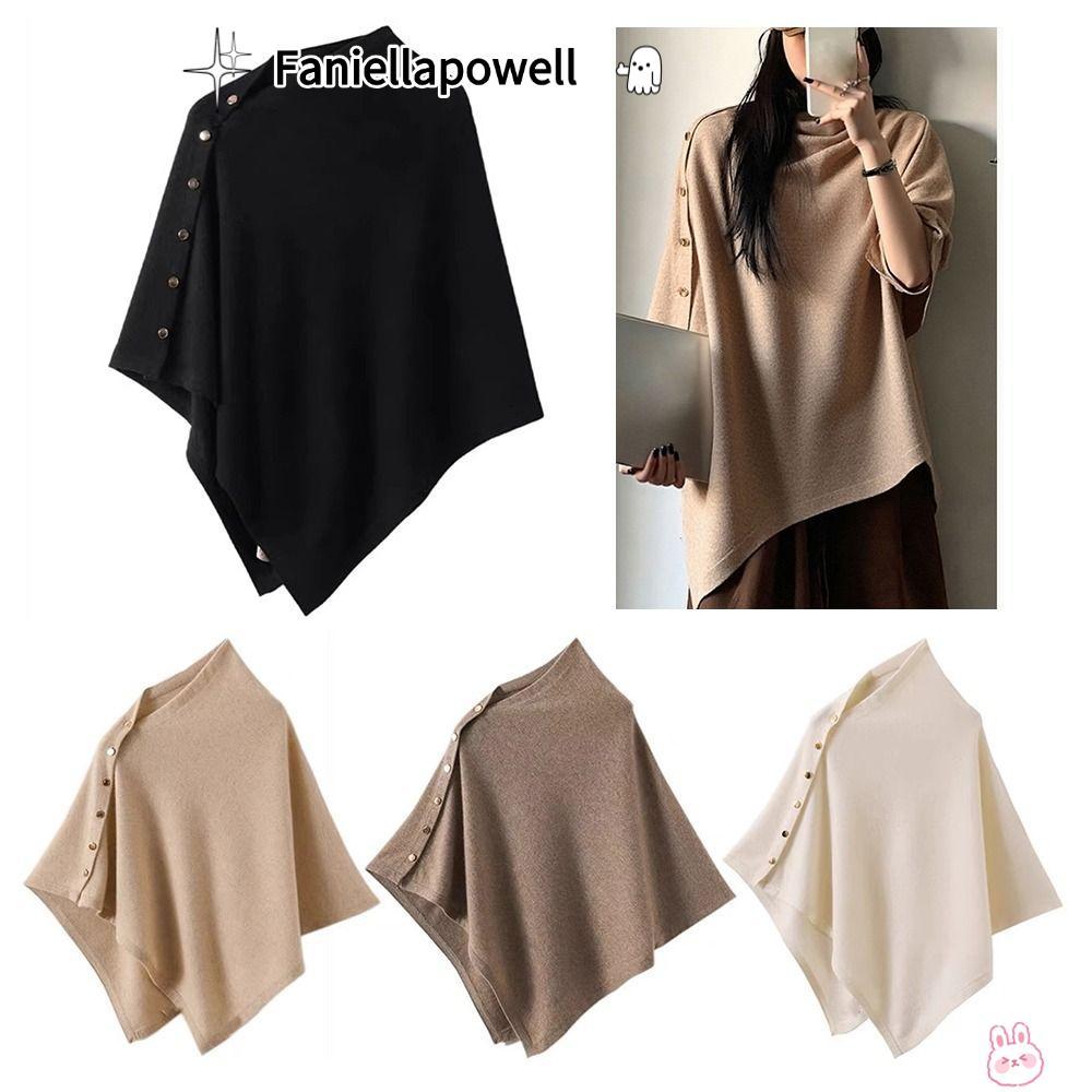 FANIELLAPOWELL Poncho ถักหนา มีปุ่มและลายไม่สม่ำเสมอ เหมาะสำหรับฤดูใบไม้ร่วงและฤดูหนาว
