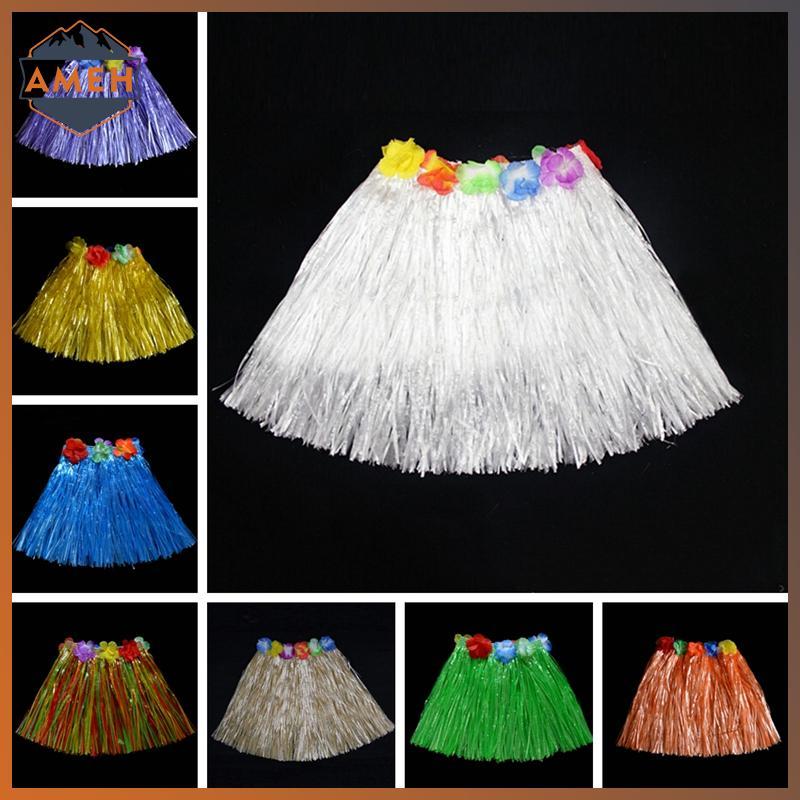 Technicolorepic Kids Boys Girls Hawaiian Hula Grass Beach Skirt Flower Bracelet Party Dress Hot TEC
