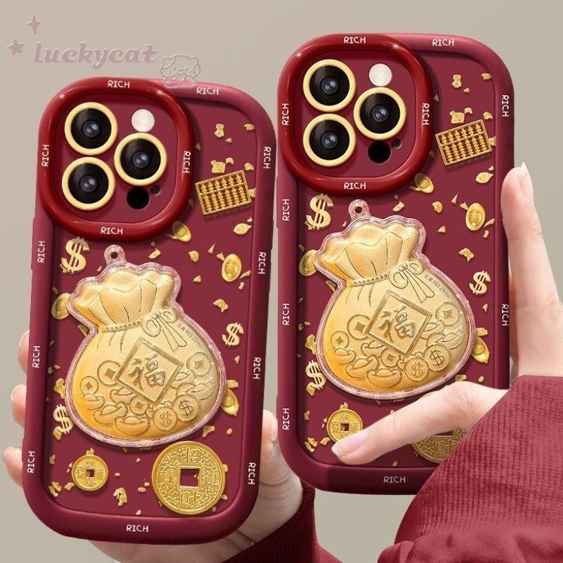 3D DIY Golden FUเคสโทรศัพท์สําหรับiPhone 17 16 15 14 13 12 11 Pro Max X XR XS Max 7 8 Plus SE2020