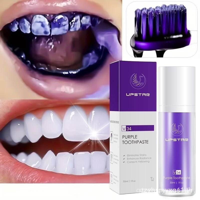 Purple Whitening Toothpaste for Instant Stain Removal | Colour Corrector for Teeth Brightening | Fre