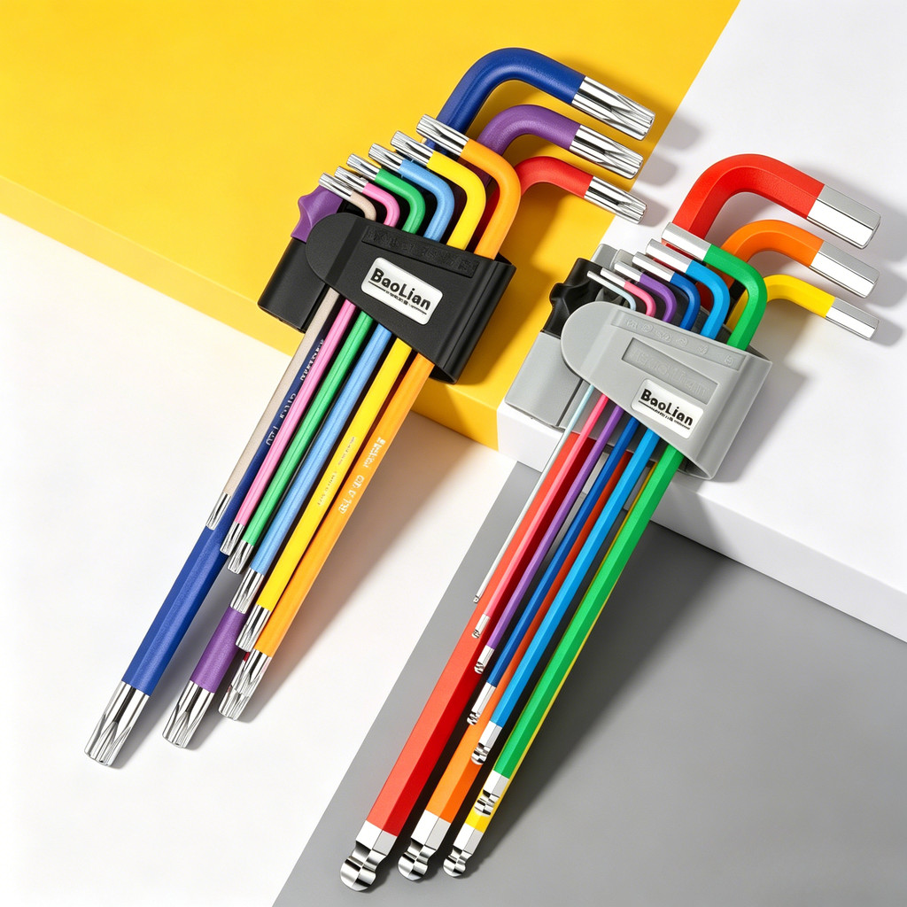ชุดกุญแจหกเหลี่ยมสีสันสดใสALC ประแจอัลเลนชนิด L 9 ชิ้น CR-V เหล็กสําหรับซ่อม