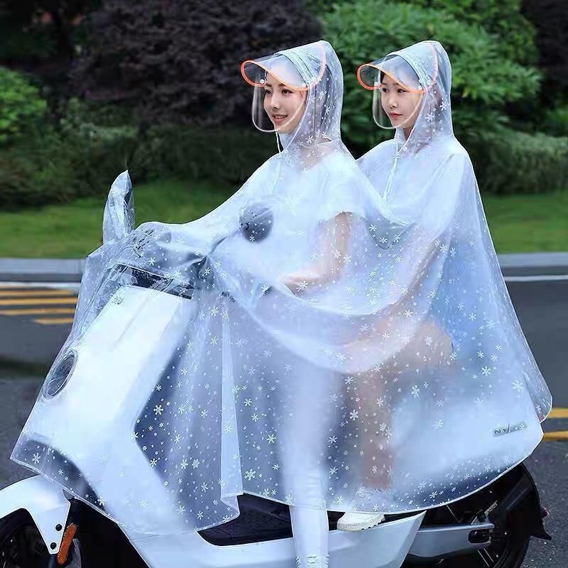 1-Person, 2-Person เสื้อกันฝนโปร่งใสคุณภาพสูงกันน้ําลายเกล็ดหิมะ Batwing ชุดพร้อมฝาปิดกระจก