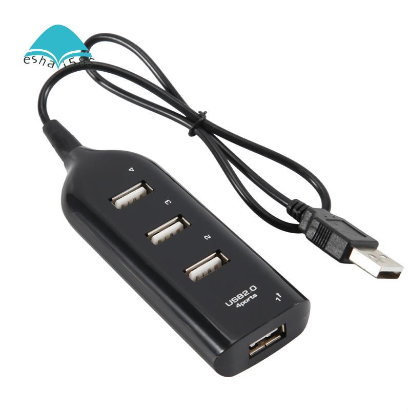 Eshai585USB Hub 2.0 Multi-USB ความเร็วสูง Hub Splitter 4-Port USB Hub Adapter สําหรับแล็ปท็อปตัวรับสัญญาณคอมพิวเตอร์อุปกรณ์เสริมสีดํา