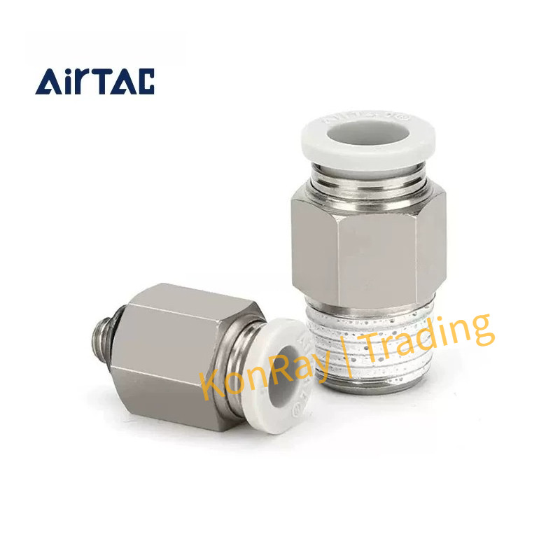 AirTAC สีขาวเกลียวตรงผ่าน PC401/M5/02 PC603/04 PC803/04 PC10 PC1201 PC1002 PC6M5 PC4M5D PC601D
