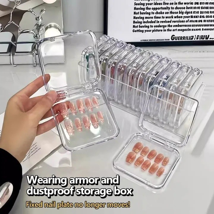 LoomLab กล่องบรรจุภัณฑ์เล็บพลาสติกแบบพกพา กล่องใสใส่เล็บปลอม กล่องเครื่องประดับ