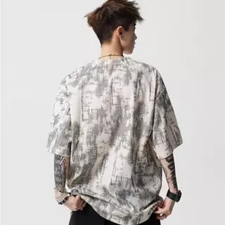56MEN Henley Shirt DX22 เสื้อยืด Oversize แขนสั้น ผ้าร่อง คอHenley เสื้อยืดชาย เสื้อยืดแขนสั้น สไตล์วินเทจ Fashion Men