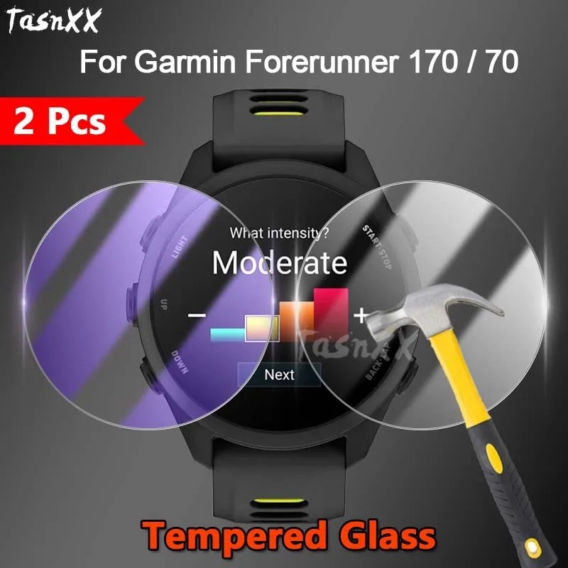 1/2/3/5 ชิ้นสําหรับนาฬิกา Garmin Forerunner 70 170 2.5D Ultra Slim Clear/Anti Purple Light 9M Tough กระจกนิรภัยป้องกันหน้าจอฟิล์ม