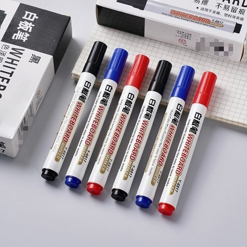 ปากกามาร์กเกอร์ไวท์บอร์ด สีดํา สีน้ําเงิน สีแดง ปลายไฟเบอร์ ปากกาที่ใช้น้ํา อุปกรณ์การเรียน อุปกรณ์สํานักงาน เครื่องเขียน