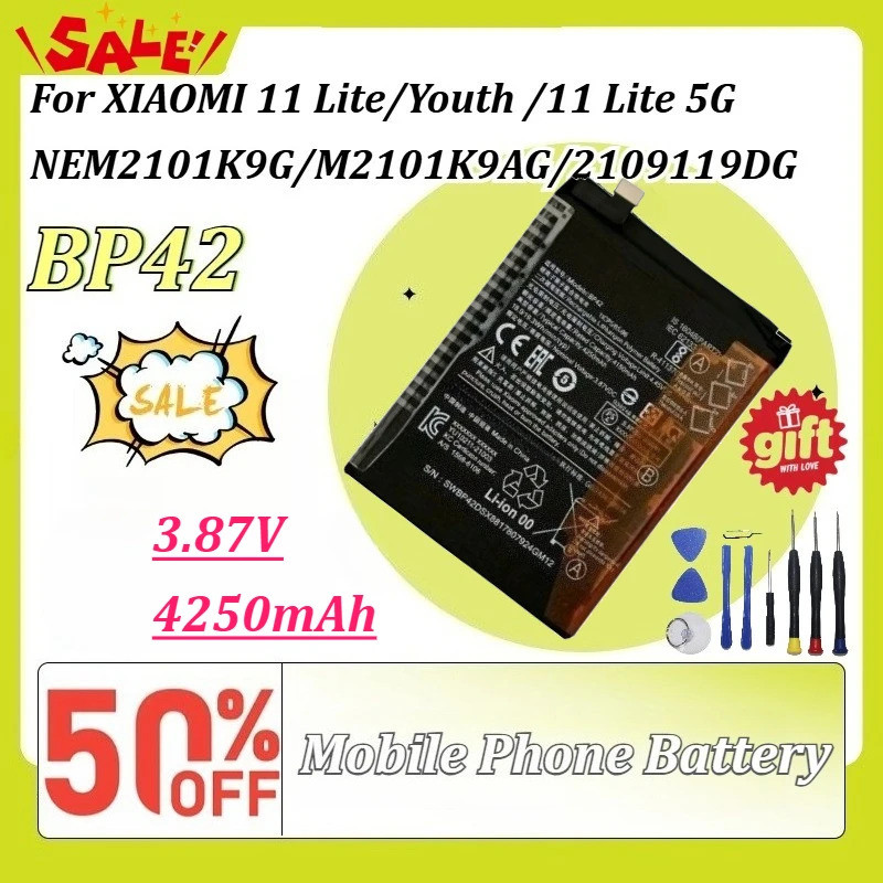 ใหม่ BP42 3.87V 4250mAh แบตเตอรี่โทรศัพท์มือถือสําหรับ XIAOMI 11 Lite/เยาวชน /11 Lite 5G NEM2101K9G/