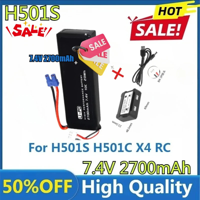 7.4V 10C สําหรับ H501S H501C X4 RC Quadcopter อะไหล่ 2s 7.4V Lipo แบตเตอรี่ใหม่คุณภาพสูง H501S แบตเต