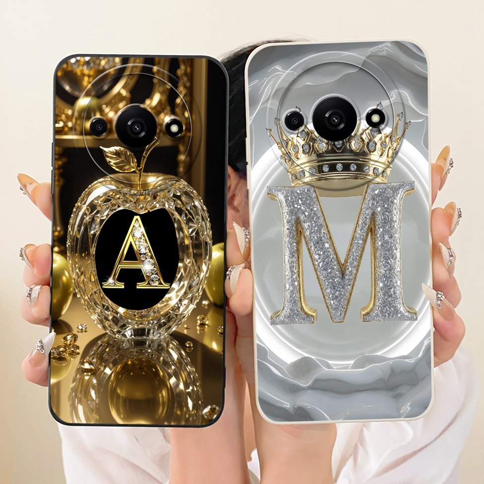 สําหรับ Redmi A3 กรณีความงามหรูหรา AZ ตัวอักษรแฟชั่น Crown 2D ทาสีปลอก 23129RN51H 23129RN51X