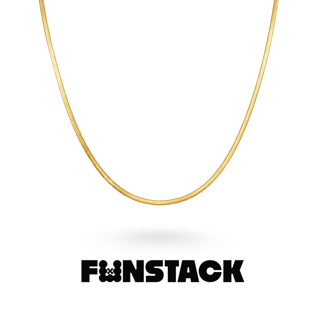 FUNSTACK สร้อยคอ โซ่ลายงู ขนาด 2 มม. All Day Stack Minimal Gold Stainless Steel