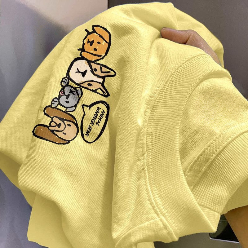 My-T🌸เสื้อเท่ๆ อเมริกัน oversizeผ้าCottonโคตรนุ่มเสื้อสีดําสกรีนลาย"Four dogs"เสื้อ ผู้ชาย- ผู้หญิง【COD】