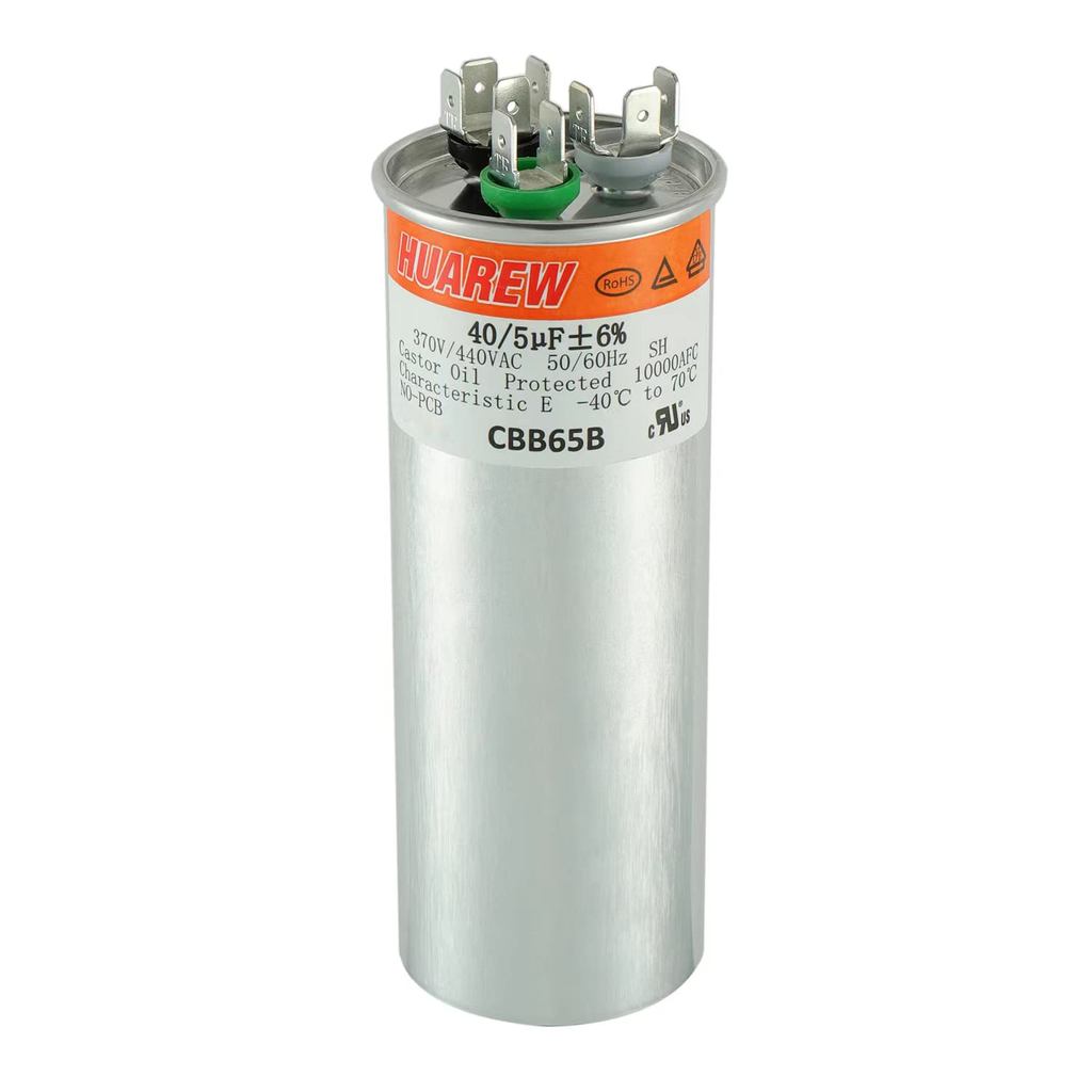 40/5 uF 40+5 MFD ±6% 370V/440V CBB65B AC Capacitor Dual Run รอบตัวเก็บประจุเปลี่ยน 40 5 uF MFD 370 4