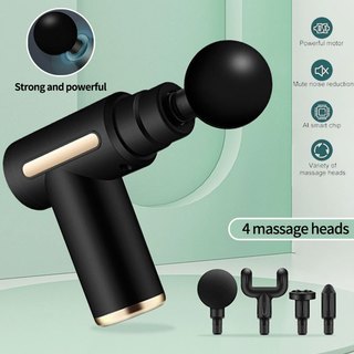 Portable Muscle Massage Gun - Black Edition with 6 Speeds and 4 Heads