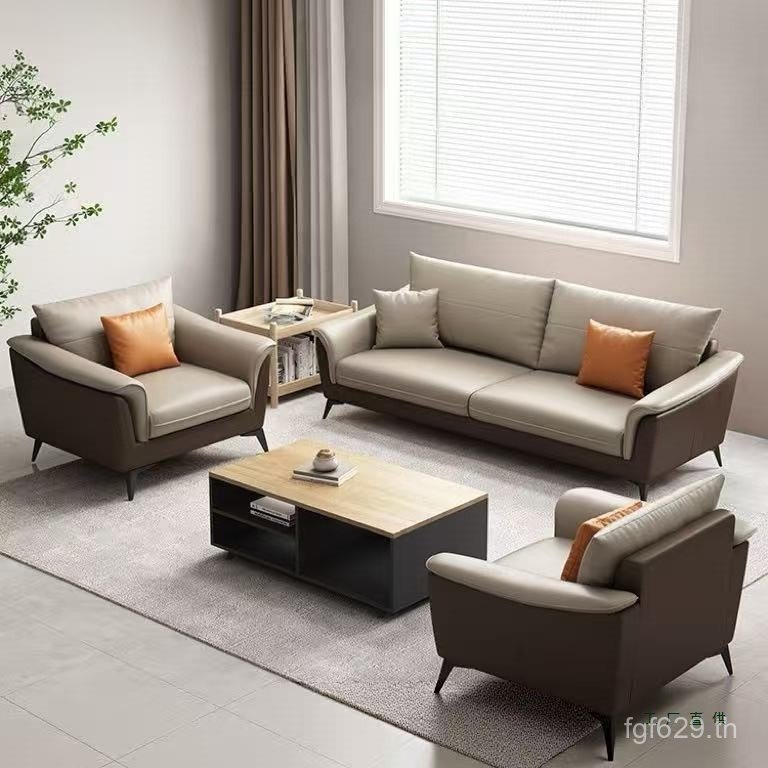 ชุดการประชุมแขกสํานักงานแผนกต้อนรับสามที่นั่งโซฟาเจ้านายธุรกิจโต๊ะกาแฟที่ทันสมัยแผนกต้อนรับที่เรียบง