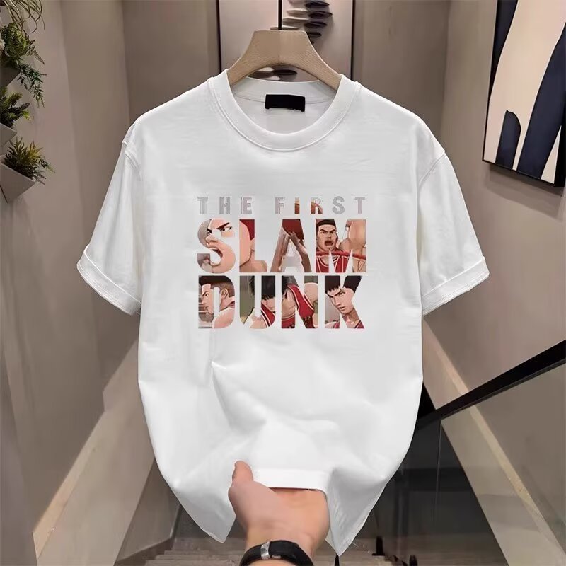 20262025เสื้อยืดแขนสั้นสไตล์ใหม่ผู้ชาย ins Street Wear ยุโรปอเมริกันสไตล์ฮิปฮอปรอบคอ Bottoming เสื้อ