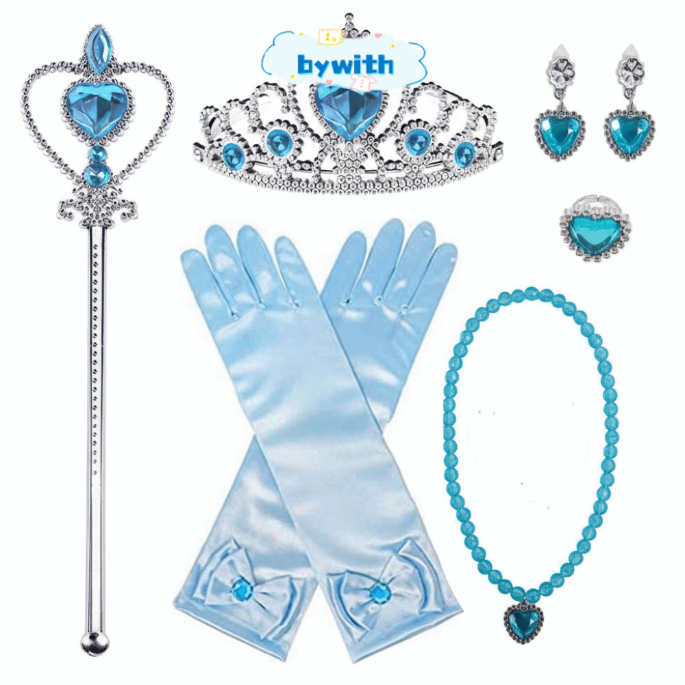 BYWITH ชุดเจ้าหญิงเอลซ่า, ต่างหูสร้อยคอการ์ตูนถุงมือ ชุดเจ้าหญิงดิสนีย์, ชุดมงกุฎคทา ชุดสโนว์ไวท์สํา