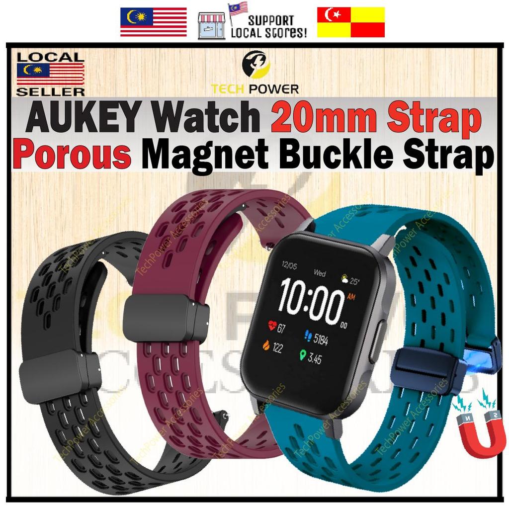 AUKEY Smartwatch LS02 & SW-1 Strap, Magnet Buckle Silicone มีรูพรุนสาย 20mm,Tali Jam AUKEY LS02 AUKE
