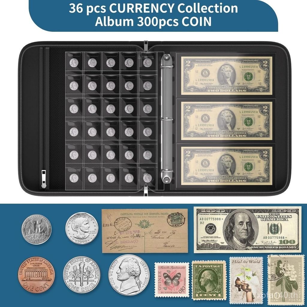 Socket 300,36 Pocket Coins รวบรวม Coins Book Coins คอลเลกชันอัลบั้มพร้อมที่จับและ HGSF
