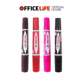 HORSE (ตราม้า) ปากกาเคมี มาร์กเกอร์ 2 หัว Twin-Pen Marker มีให้เลือก 12 สี กันน้ำ ( 1 ด้าม )