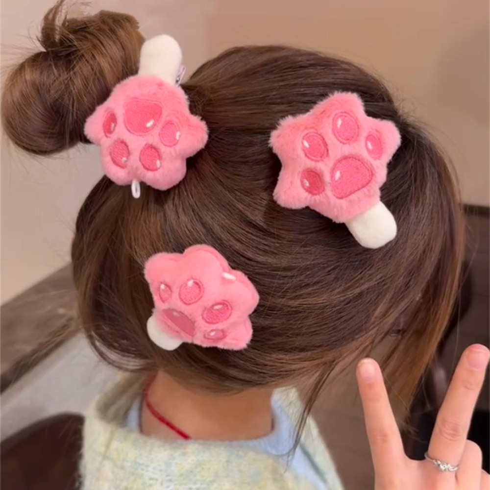 น่ารัก Quirky Zootopia themed Paw Ice Cream Clip Hairpin Plush Cat Paw สาวการ์ตูนด้านข้าง Bang คลิปเครื่องประดับผม