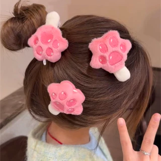 น่ารัก Quirky Zootopia themed Paw Ice Cream Clip Hairpin Plush Cat Paw สาวการ์ตูนด้านข้าง Bang คลิปเครื่องประดับผม