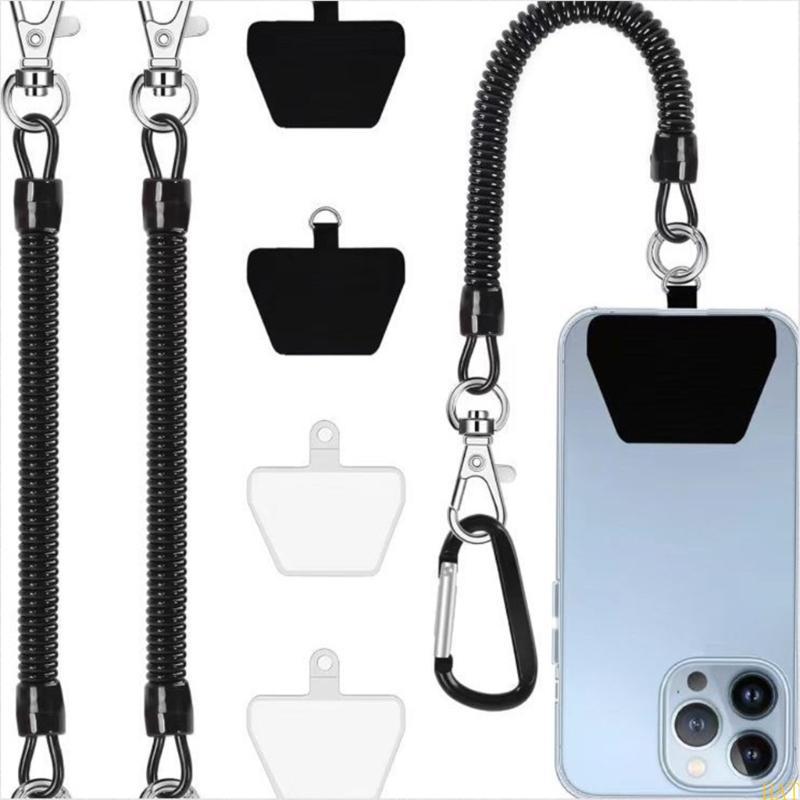 HAT Phone Lanyard Tether Lanyard Tether สําหรับโทรศัพท์มือถือส่วนใหญ่สายรัดยืดแบบพับเก็บได้พร้อมแพทช