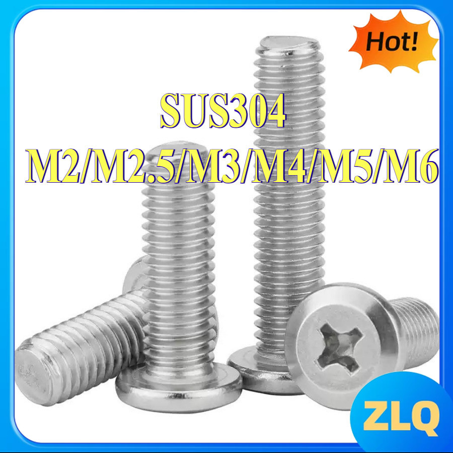 สกรูกากบาท ลบมุม 304 สกรูเฟอร์นิเจอร์ M2/M2.5/M3/M4/M5/M6 * L3-120mm [zlq168-FC-1]