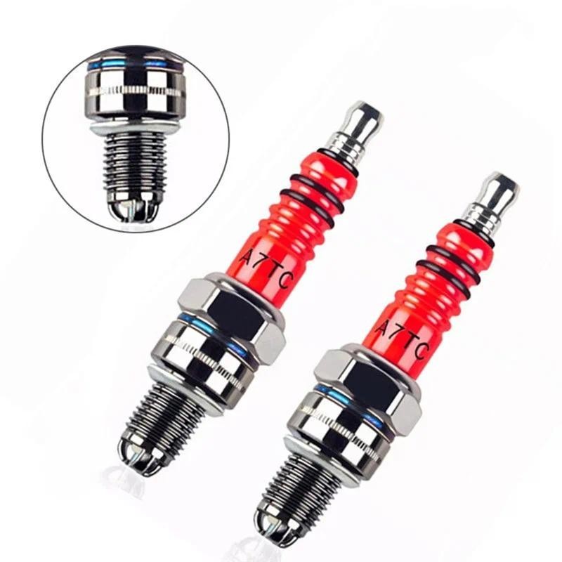 หัวเทียนรถจักรยานยนต์ประสิทธิภาพสูง 3-Electrode Spark Plug A7TC D8TJC สําหรับ 50CC-150CC ATV GY6 50c