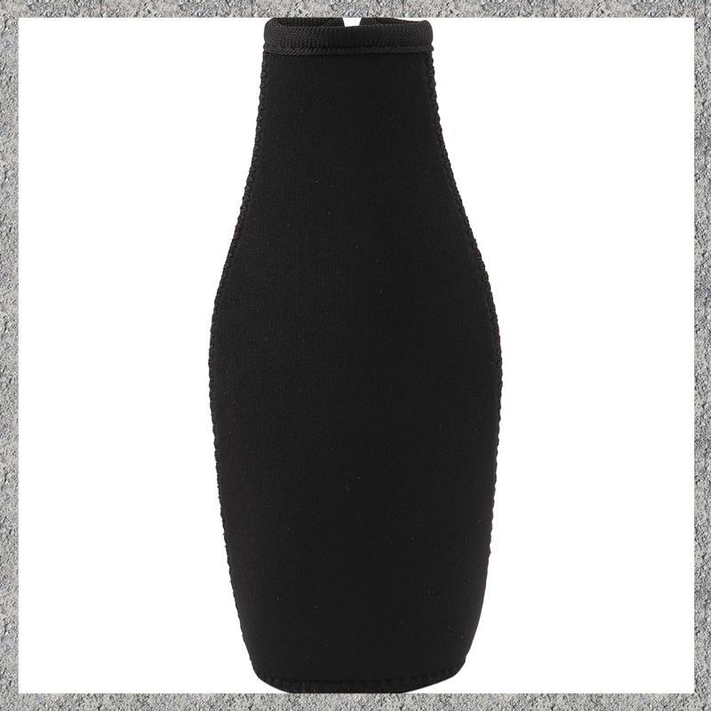 6 แพ็คขวดเบียร์ Cooler Sleeves Keep Drink Cold Zip-Up Neoprene ฉนวนแขนสีดํา
