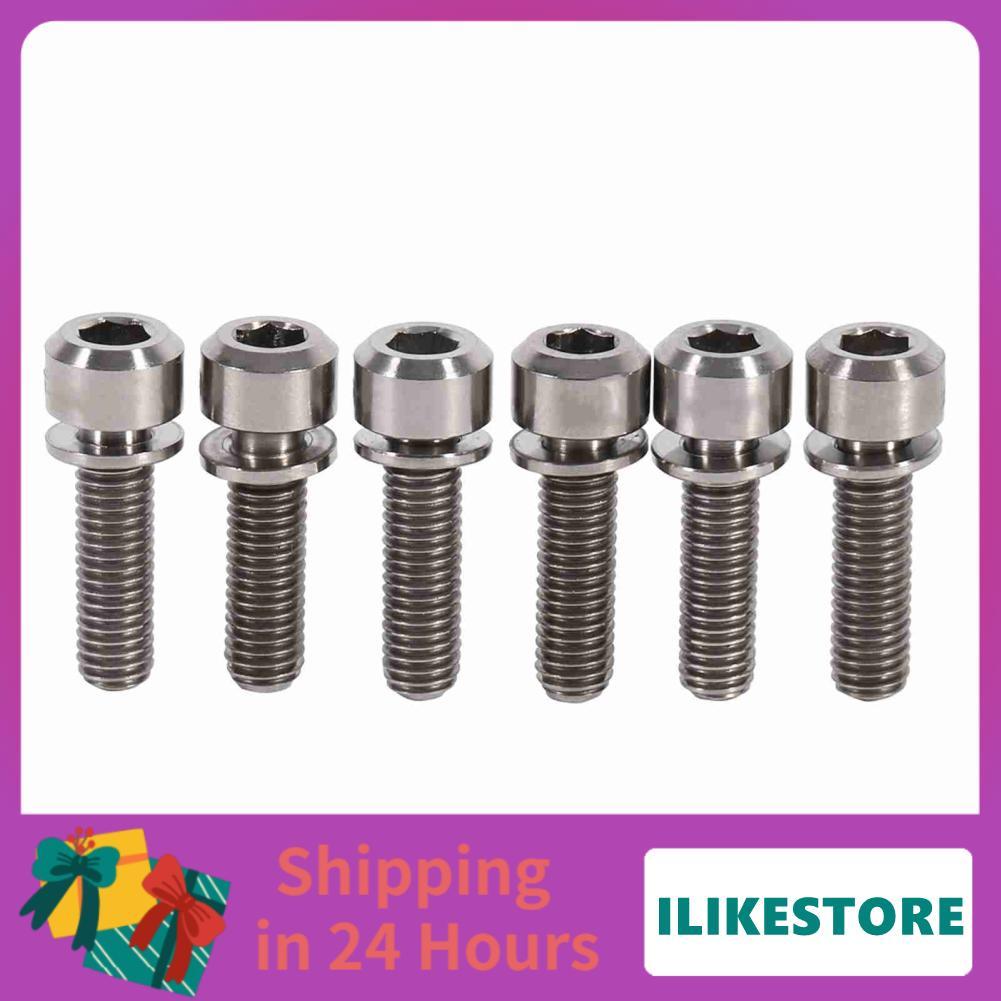 Ilikestore สลักเกลียวจักรยาน M5 18 Stem Cycle Bolt 6 ชิ้นโลหะผสม x 18 มม. สกรูพร้อมชุดแหวนรองสำหรับ 
