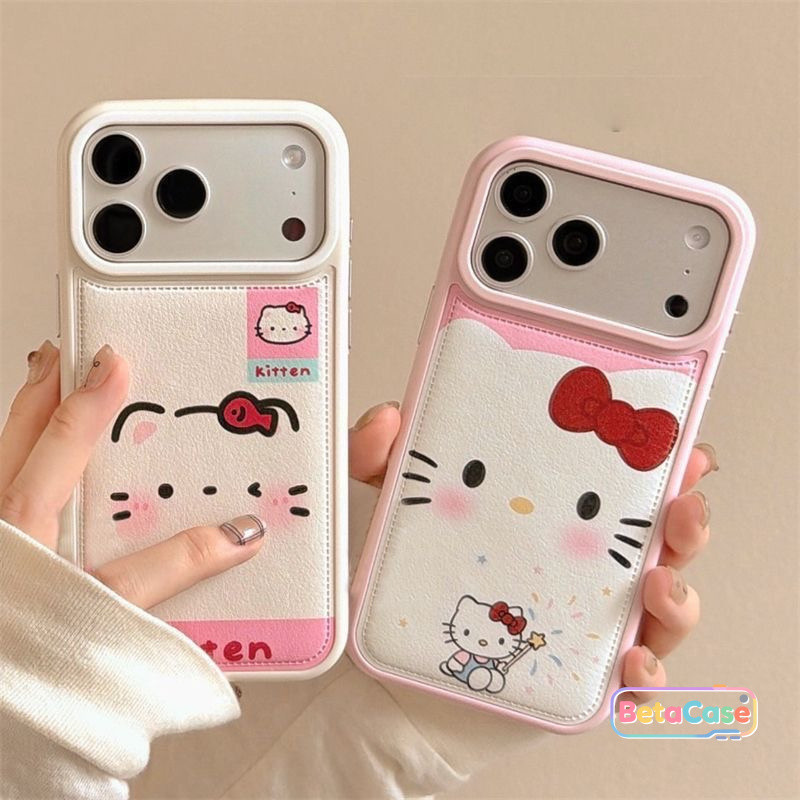 แมวสีชมพูและสีขาวมีโบว์และกระดองขรุขระ Case iPhone 17 16 15 14 13 12 11 11pro 14plus 15plus 16plus 17ProMax 17Pro