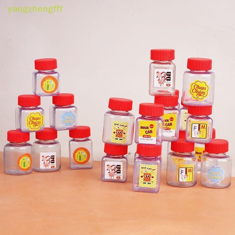 [yangzhengfff] 10 ชิ้น 1/12 ตุ๊กตาจําลองขนมขบเคี้ยว Jar Candy Jars ตุ๊กตา Miniature ห้องครัวขวดเปล่าตกแต่งแกล้งทําเป็นเล่น [ใหม่]