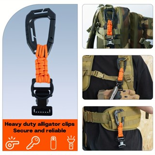 คลิปถุงมือหัวเดียวยุทธวิธีสีดําพร้อมคาราบิเนอร์พลาสติกและแหว…