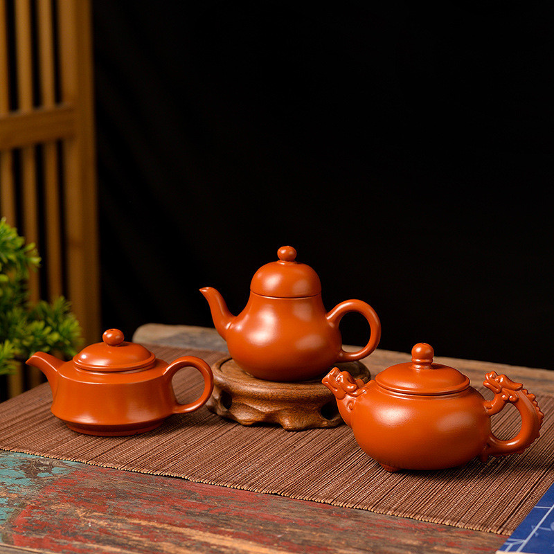 หลากหลายความจุขนาดเล็ก Chaozhou Hand-Drwn Cinnabar กาน้ําชาดินสีม่วง Xishi นั่งแนวนอนโบราณวาดหม้อ Ku